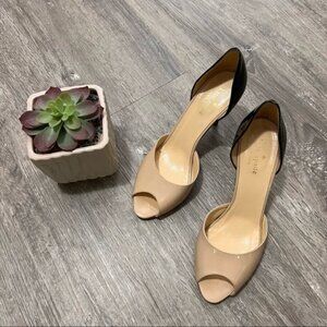 Kate Spade Sage Two Tone Leather D'Orsay Pumps Sz 7 Black Tan